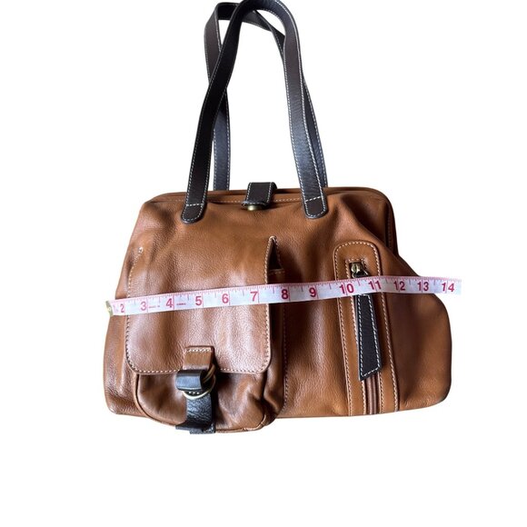 Vintage Y2K North Style Brown Leather Shoulder Tote Bag Purse Satchel Handbag - Picture 7 of 13